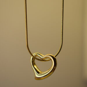 Open Heart Pendnat Necklace with chain length 22.5cm